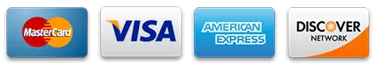 Payment logos: Mastercard, Visa, American Express and Discover